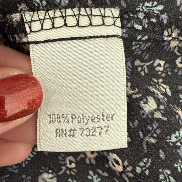 LC Lauren Conrad Satin Floral Back Tie Blouse Women's L Cottagecore Boho Fairy - Picture 6 of 10